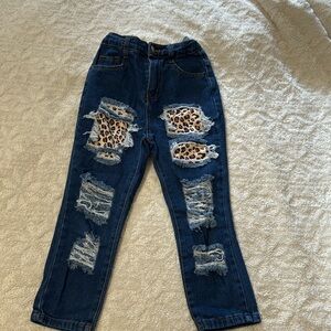 Girls Ripped Cheetah Jeans